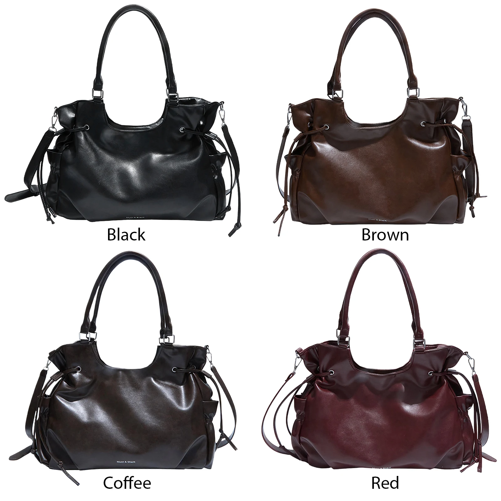 

PU Commuter Tote Bag Large Capacity Tote Handbag Solid Color Travel Tote Bag Roomy for Women Ladies Travel Commuting