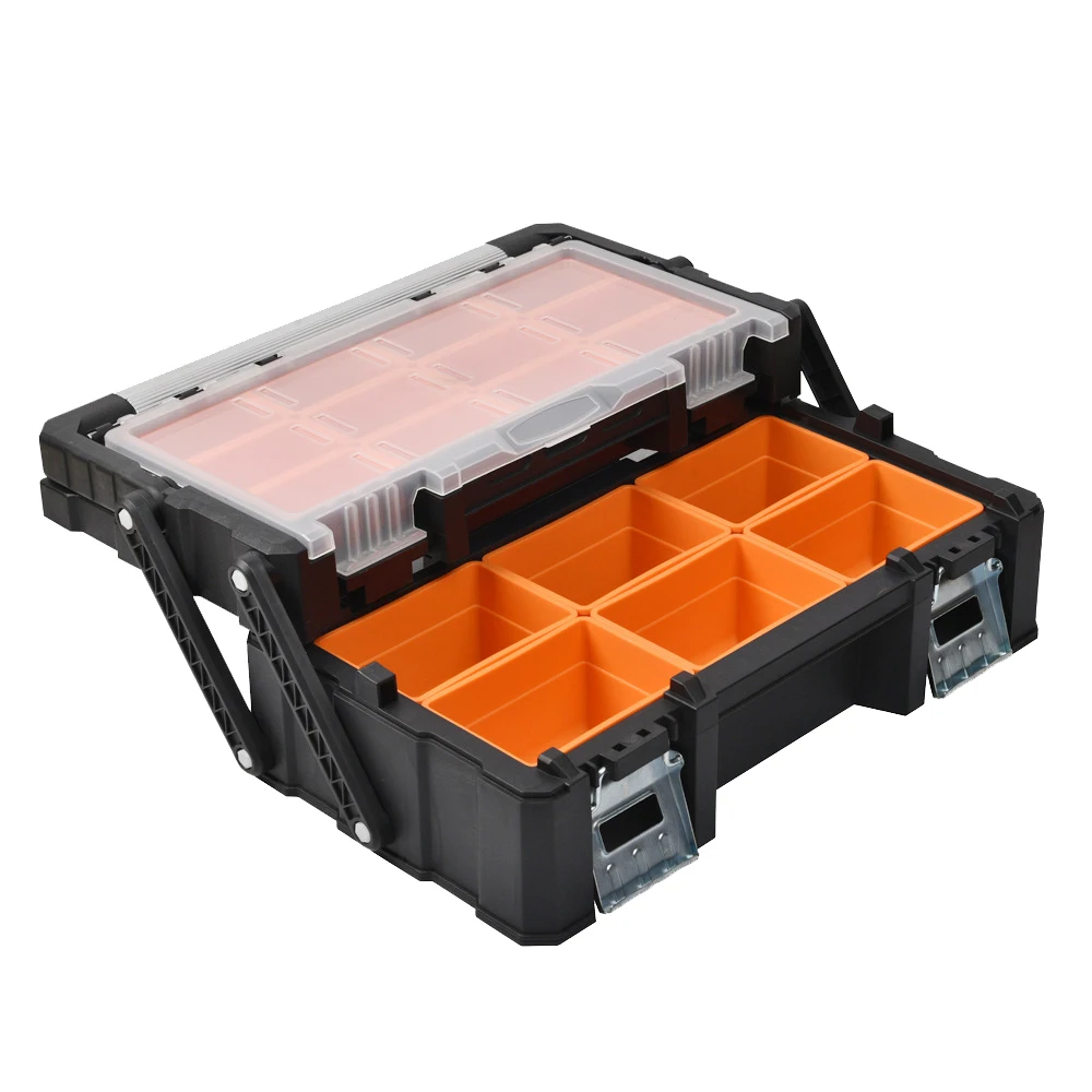 Multi layer Folding Toolbox Hard Carry Case Bag Tool Case With mini Storage Box Protector Organizer Hardware Toolbox Transparent