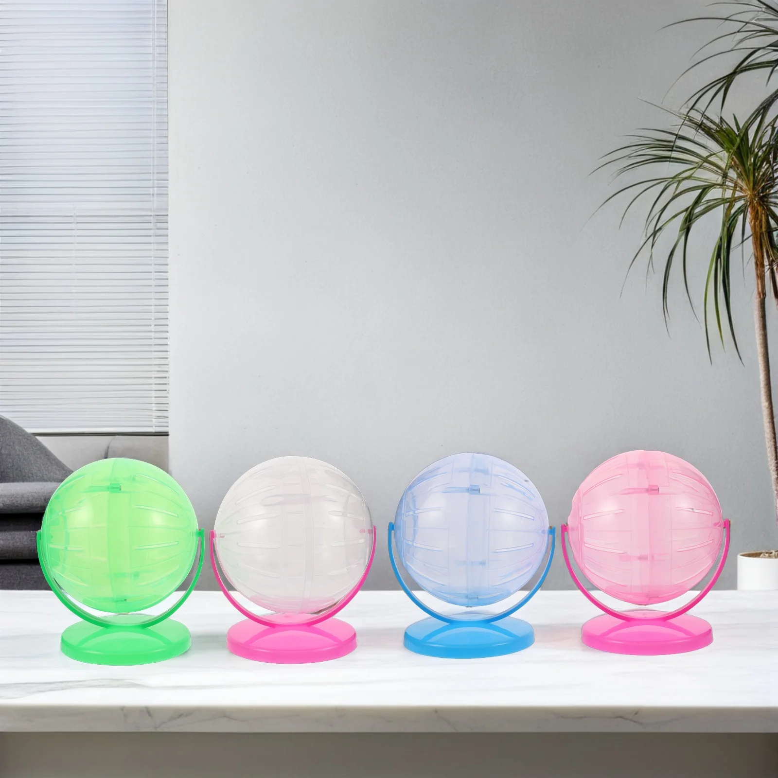 

4pcs Pet Exercise For Hamsters Silent Running Ball Large Spacious Design Easy Clean Cage Accessory For Mice Gerbils Chinchilla