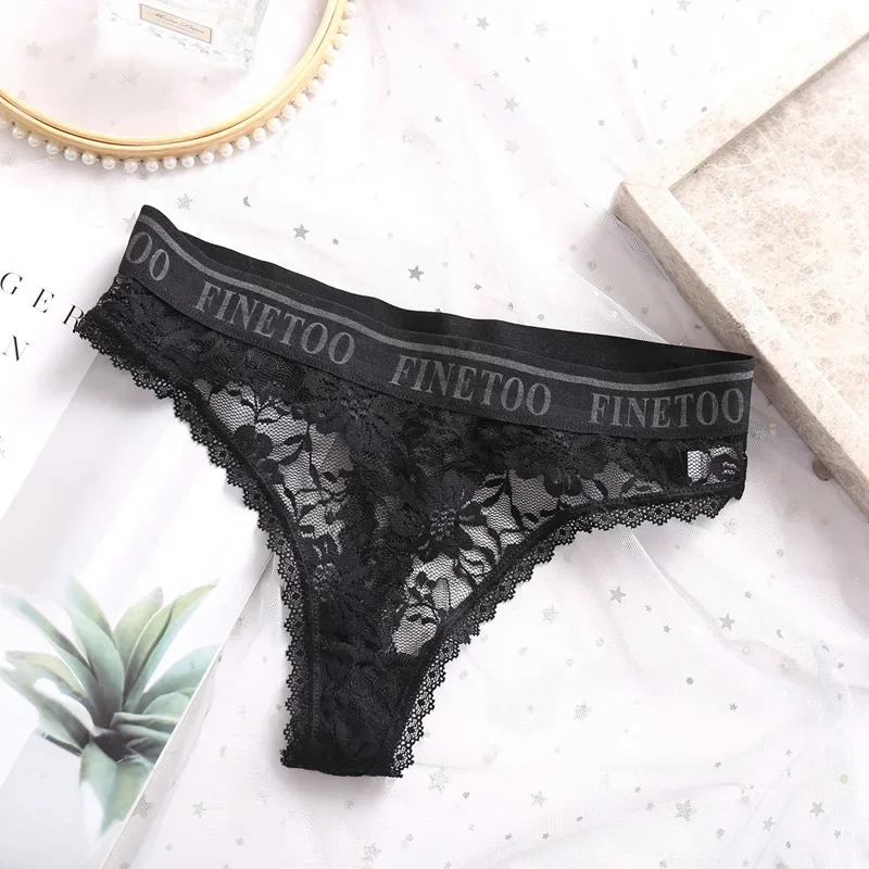 Women G-String Panties Lace Thong Sexy Low-waist Briefs Lingerie Mesh Floral Female Underwear Underpants T-back Sheer Knickers