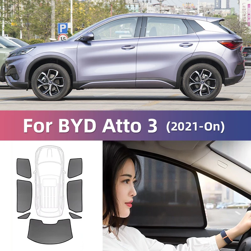 

For BYD Atto 3 2024 2023 Yuan Plus 2022 2021 Atto3 Magnetic Car Sunshade Front Windshield Frame Curtain Side Window Sun Shade