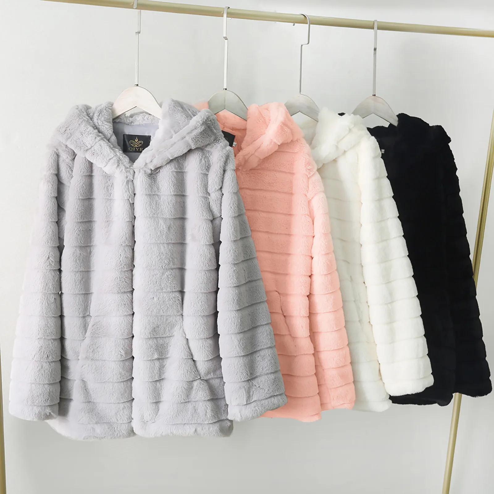 Women Long Faux Fur Coat Autumn Winter High Quality Fluffy Soft Thermal Jackets Knee-Length Hooded Coats Warm Trendy Outercoat