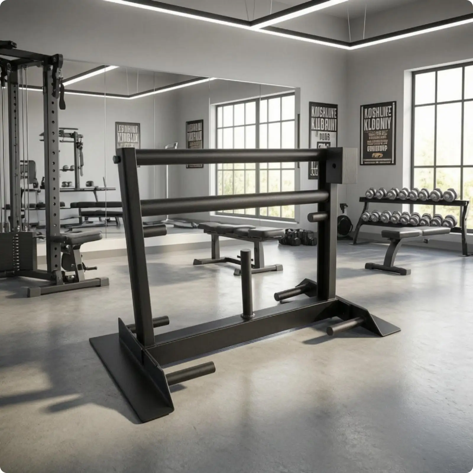 Iron Plate Rack with Loading Pegs | Stable Rectangular Base, Space-Saving Compact Design, Barbell Plate Rack, for Home Gym