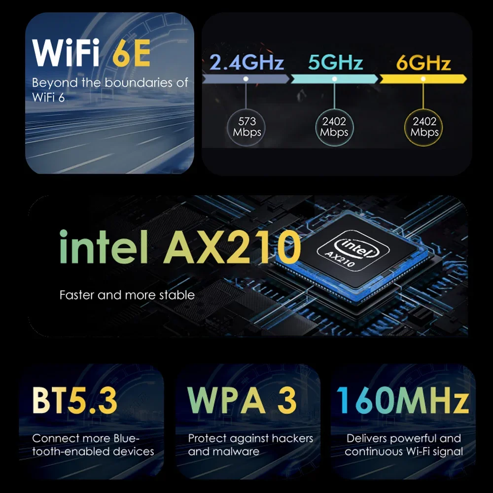 Wifi 6E AX210 PCI Express Wireless Adapter Bluetooth 5.3 5400Mbps Dual Band 802.11AX/AC Ethernet Network Card  Win 10/11