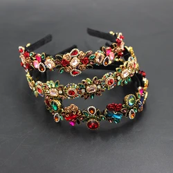 New Fashion Temperament Personality flower metal rose inlaid Rhinestones wild Ladies party Headband bridal Hair accessories 854