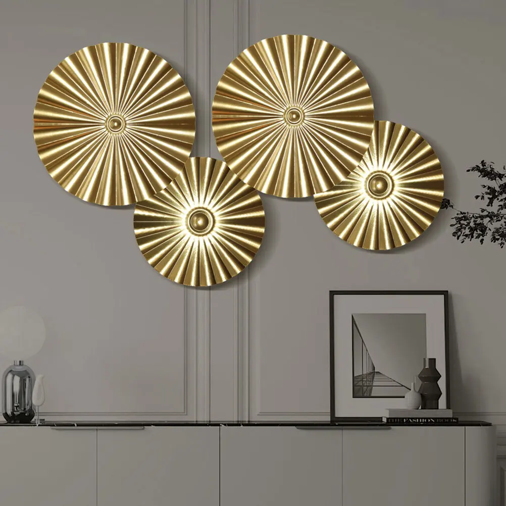 

4 Pcs Art Hanging Decoration Decorative Hanging Wall Decoration Discs Home Decor Irregular Size Metal Material