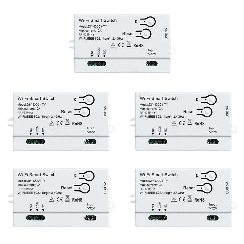 

ABVO-5X Tuya Wi-Fi умный переключатель DIY таймер 1CH 7-32 В USB 5 В 2,4G Wi-Fi модуль автоматизации для Alexa Google Home IFTT