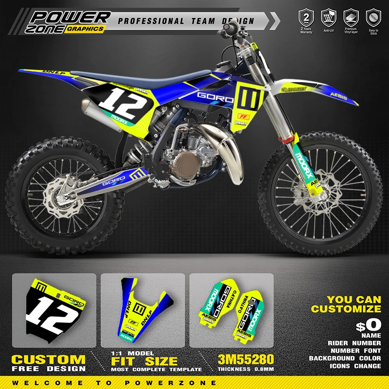 

PowerZone пользовательские графические фоны для команды, набор наклеек для Husqvarna TC85 2023 2022 2021 2020 2019 2018 06