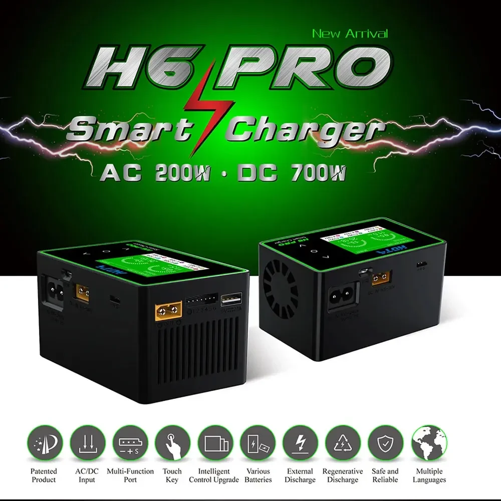 HOTA H6 Pro Duo AC 200W DC 700W 26A Mini caricabatteria 1-6S Lipo NiMh Li-ion Ni-Cd Digital RC Balance Caricatore Scaricatore