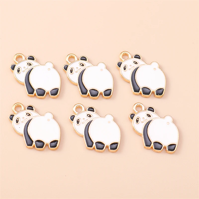 20pcs 19x16mm Cartoon Animal Charms Enamel Panda Charms Pendants for Making Necklaces Earrings DIY Crafts Jewelry Accessories