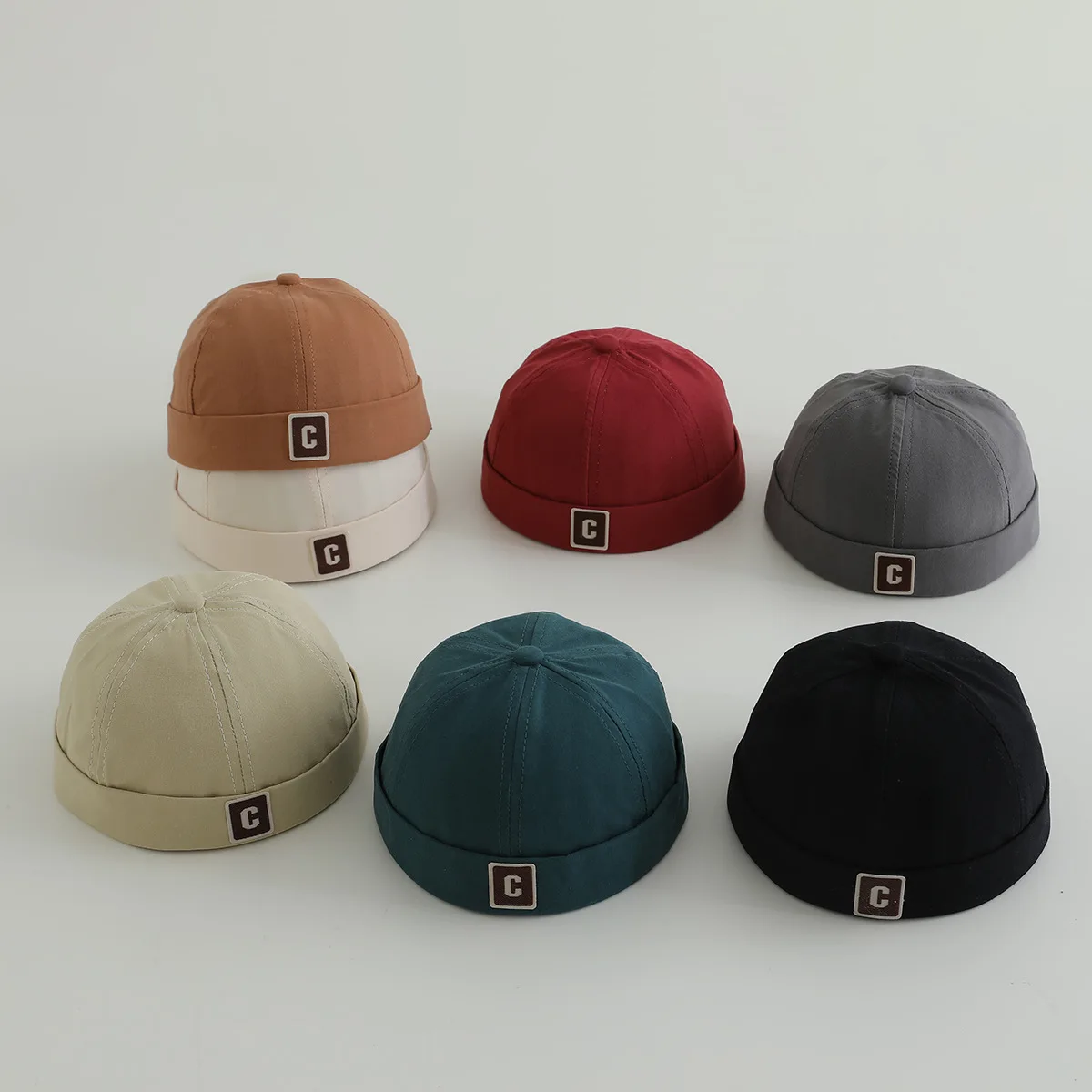 

Baby Docker Cap Solid Color Letter Brimless Hat For Toddler Adjustable Beanies Spring Summer Thin Cotton Kids Melon Caps