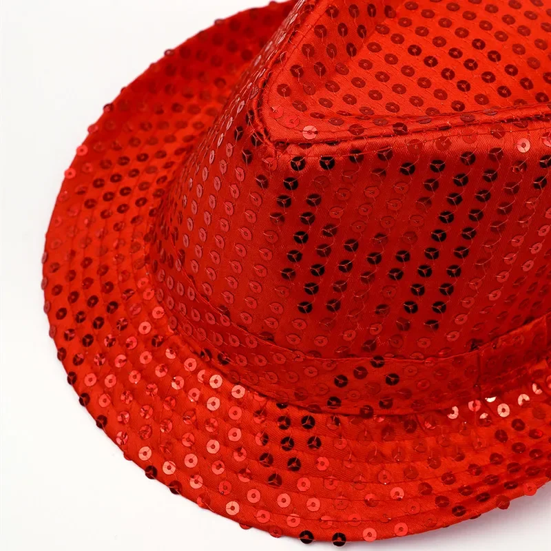 Unisex Pailletten Party Hut Bühne Dance Show Hip Hop Jazz Hut Glitter Cowboy Leistung Kostüm Requisiten Glänzende Perlen Zauberer Kappen – Detail 29