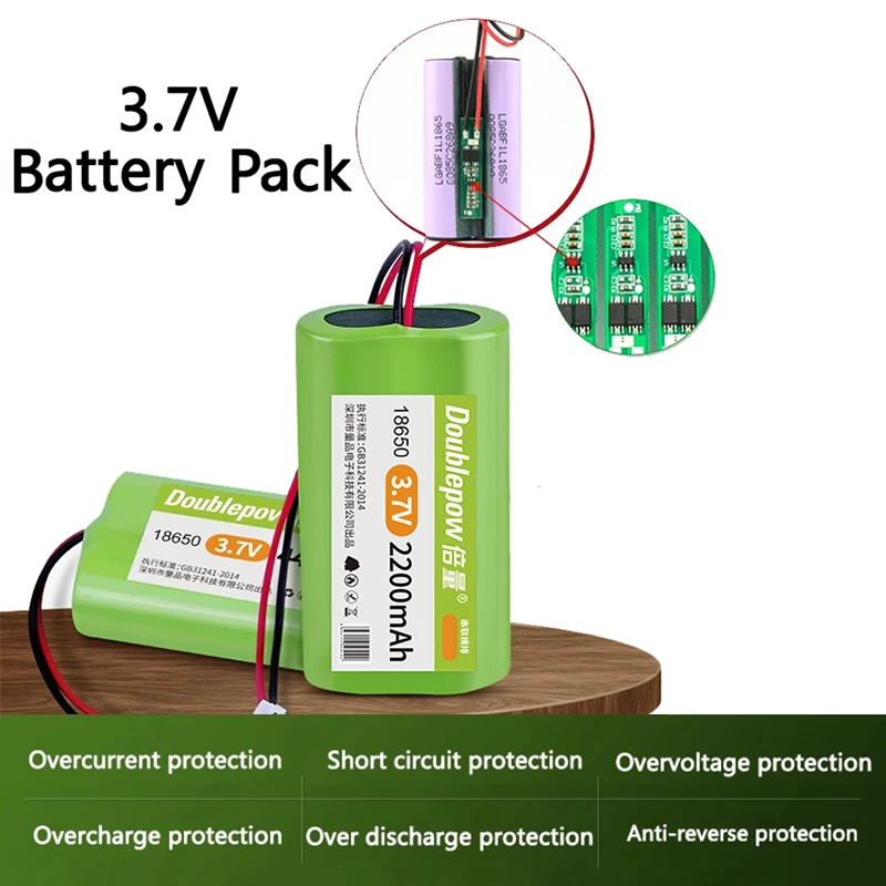 Doublepow 3.7V 18650 Lithium Battery Packs  7000mAh Rechargeable Battery Fishing LED Light Bluetooth Speaker +PH 2.0 Plug