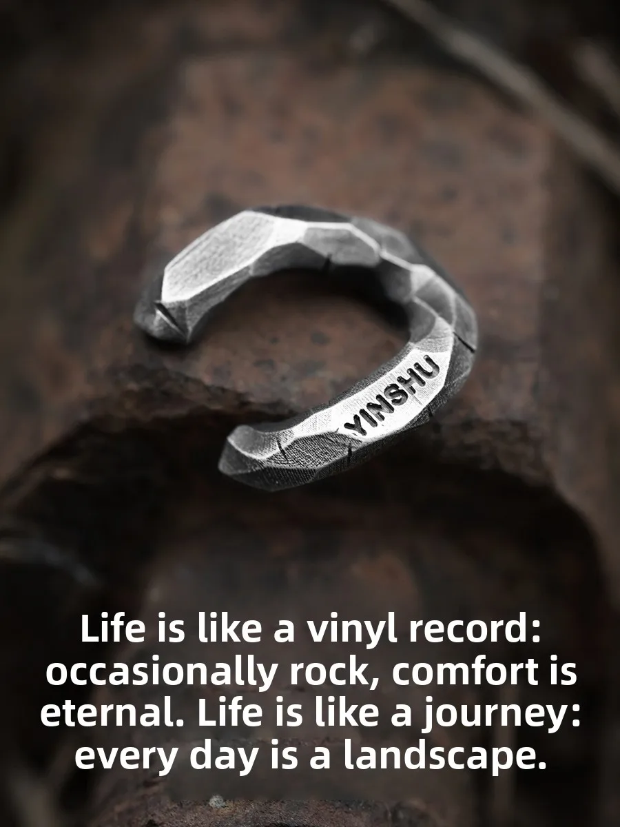 Brinco de Prata Pura 999 Yinshu Original Sem Furo, Joia Masculina da Moda com Fecho Ajustável para Uso Diário, Feito à Mão