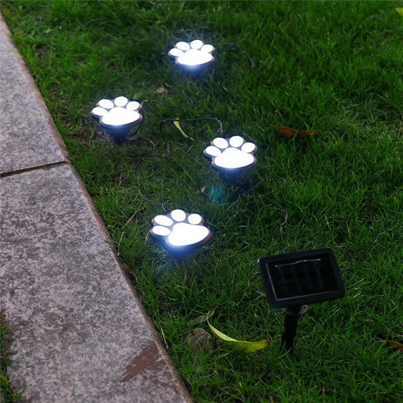 ABSS-Wireless Set Of 4 Solar Dog Print Lights Garden Statue Lantern LED Path Light Outdoor Animal Pet Lamp