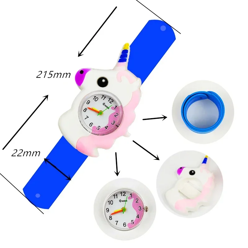 Steel Silicone Strap Girls Kids Watch Cute 3D Cartoon Unicorn Watches Boys Children Quartz Wristwatches Bracelet Clock Gift