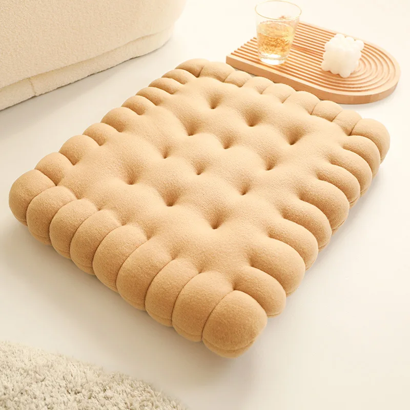 Biscuit Shape Plush Cushion Soft Creative Pillow Chair Seat Pad Decorative Cookie Japanese Tatami Back Cushion Sofa Pillows