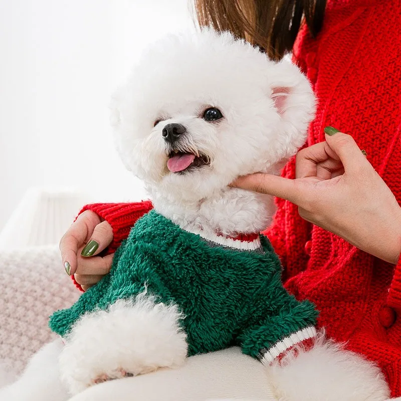 

Puppy Christmas Clothes Winter Teddy Bichon Sweatshirt Pet Warm Two Leg Clothes Corgi Fleece Thickened