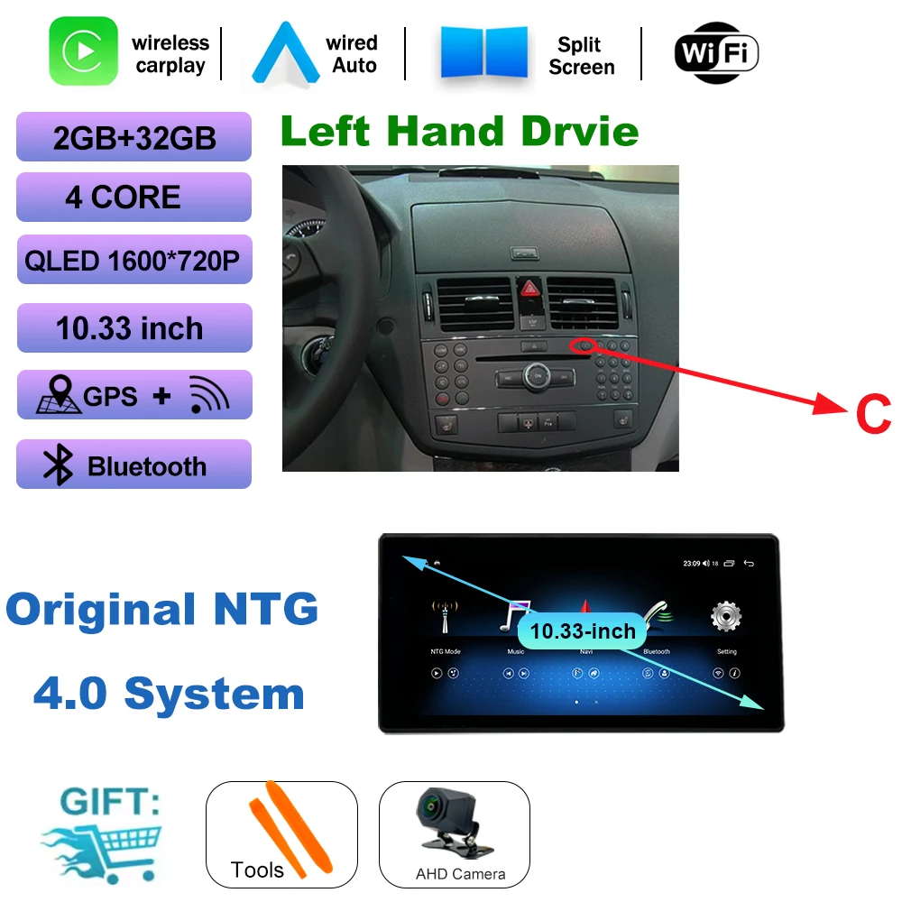 Draadloze CarPlay voor Mercedes Benz C Klasse W204 2007-2014 Auto Multimedia Speler Android Spiegel Link AirPlay Functie Navi GPS
