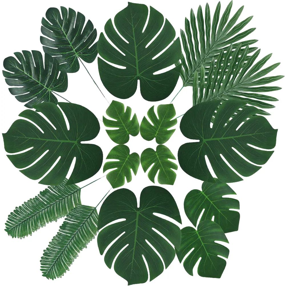 

60 Pcs Artificial Leaves Lifelike Simulation Decor Supplies Tropical Plants Vase Bedroom Office Decor