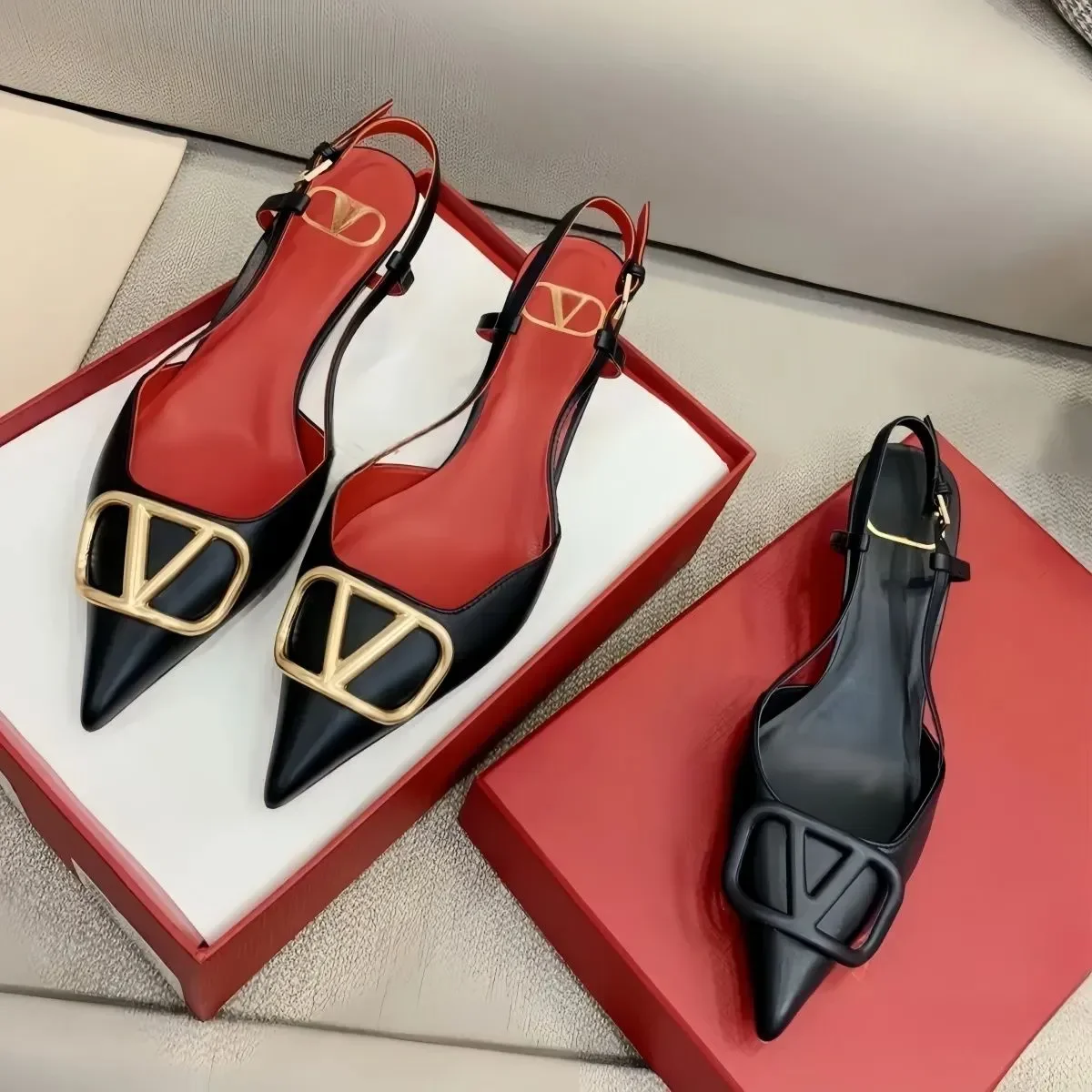 

Sandals Designer Women High Heels Shoes Luxury Brand Pumps Right Letter Metal Buckle 4cm 6cm 8cm 10cm Thin Heels Pointed Toes Wo