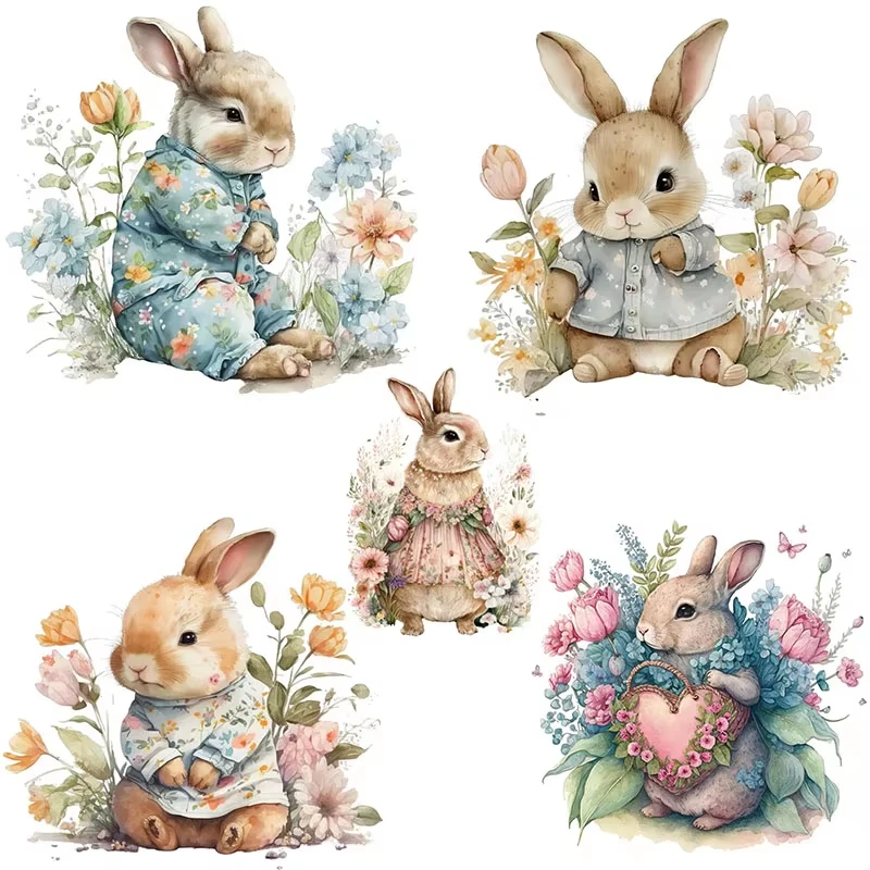 PVC Wall Sticker Girl Rabbit Colorful Decorative Home Wall Decals Easy to Apply Cartoon Animal Theme B22