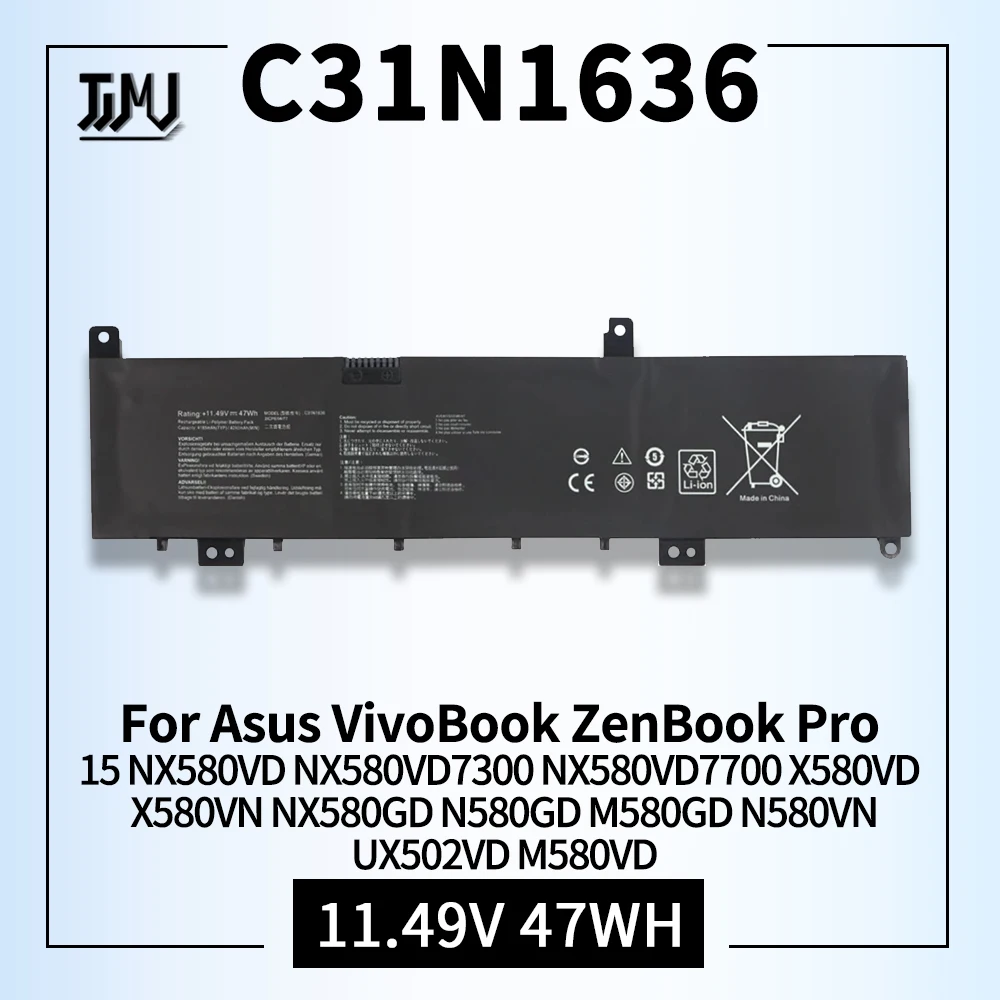 

C31N1636 Laptop Battery for ASUS VivoBook Pro 15 N580V N580VD N580VN N580GD NX580V NX580VD X580V X580GD M580GD ZenBook UX502VD