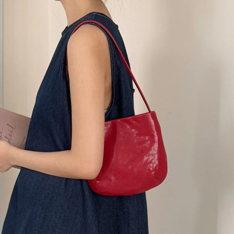 

Women's Shoulder Tote Bag with Genuine Leather Slim Flat Minimalist Commuter Daily Work Bag