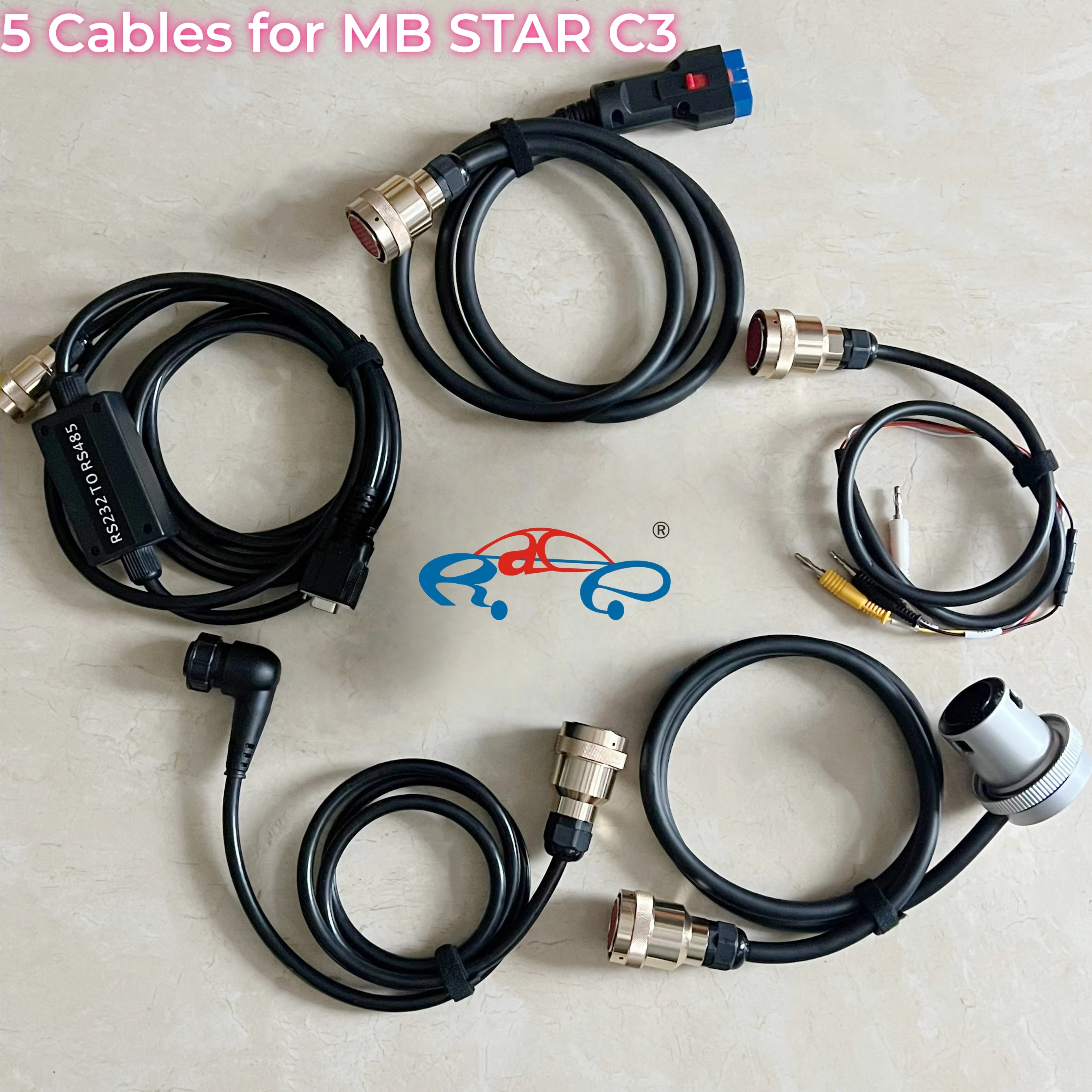 5 cables for MB STAR C3 RS232 to RS485 cable 16Pin 38pin 14pin 4Pin OBD2 cable