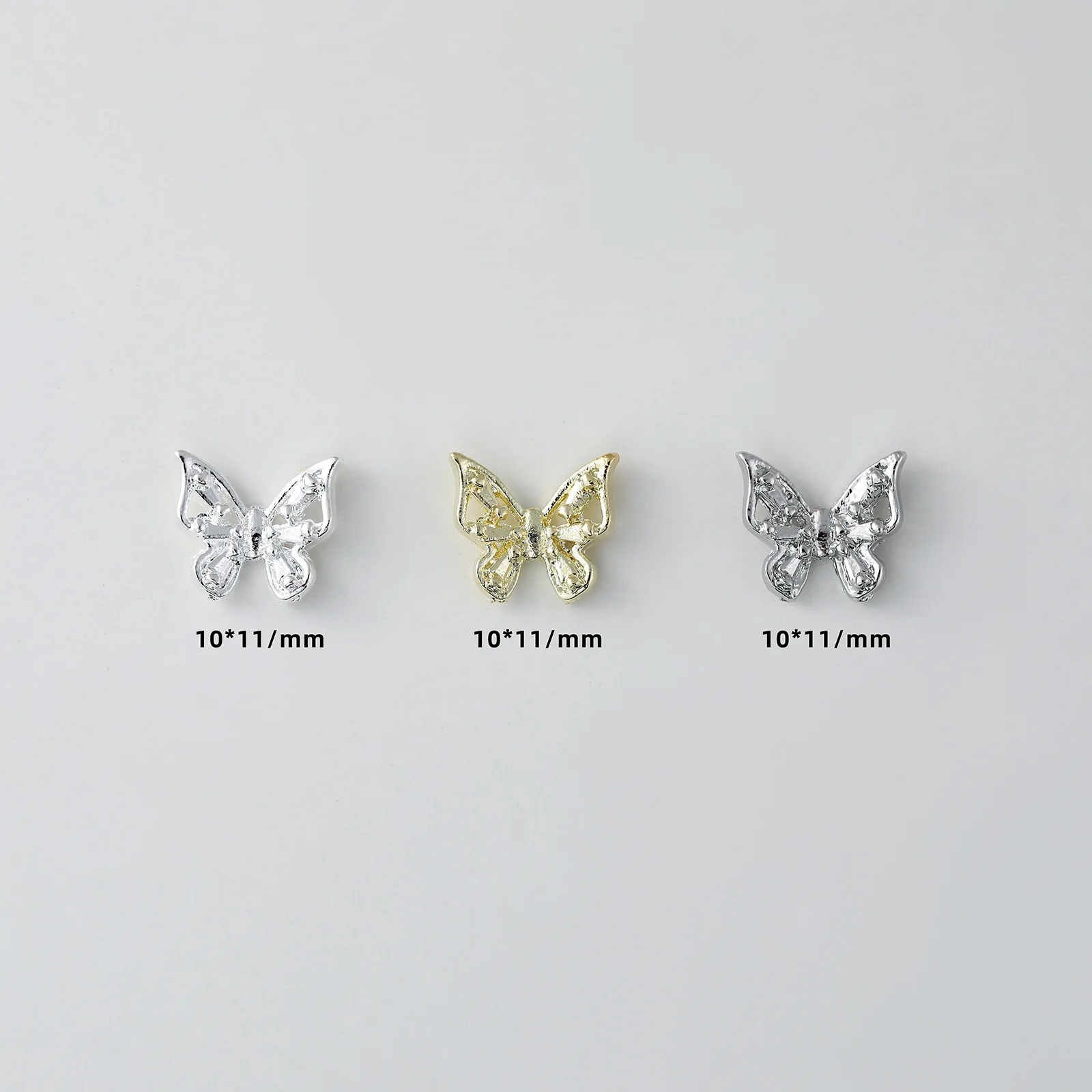 مجوهرات ثلاثية الأبعاد من سبيكة معدنية الفراشة ، دروع مجوفة تشبه الفراشة ، إكسسوارات أظافر ، 20 من سبائك الأظافر