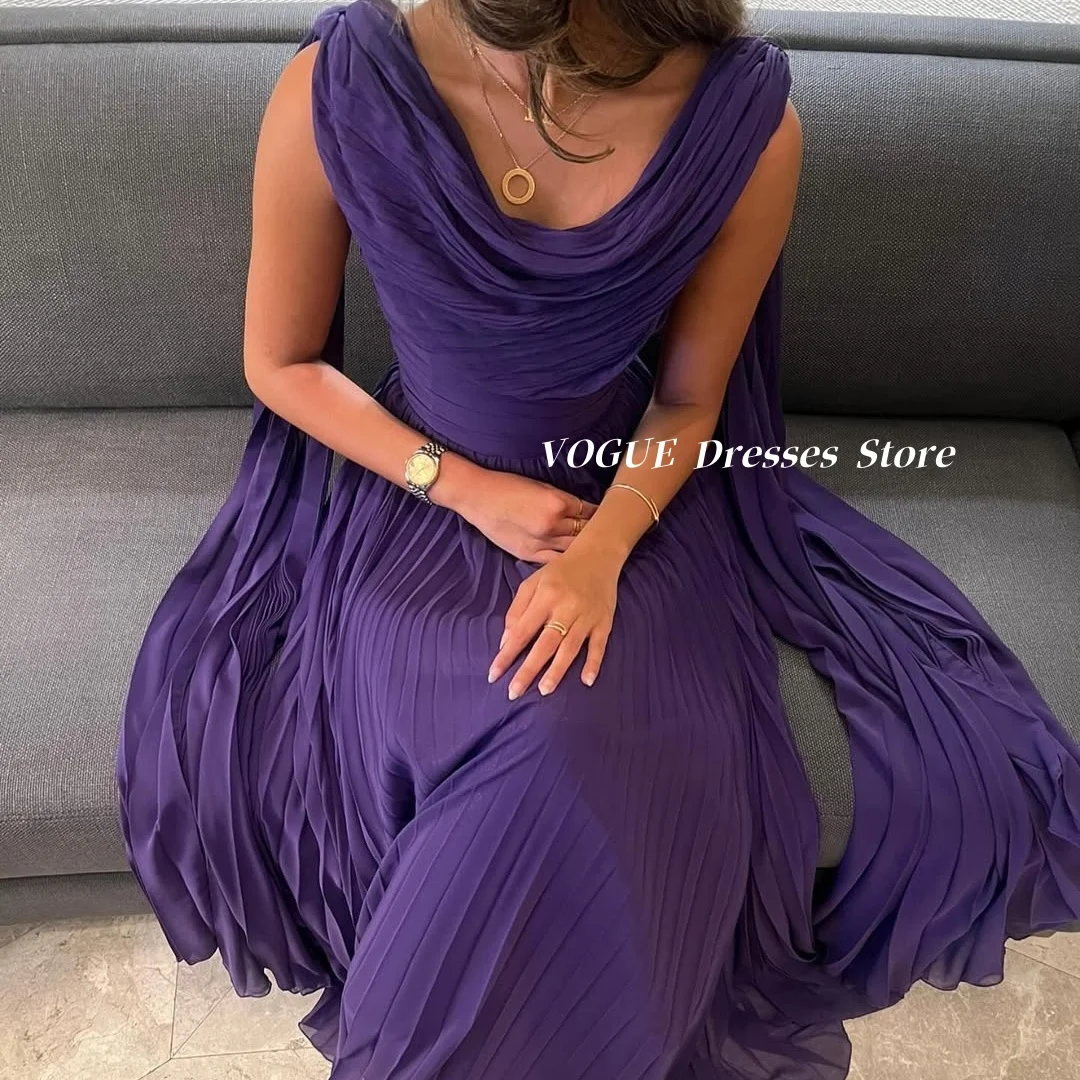 

Noble Purple Evening Dresses with Fold 2025 Elegant Backless A Line Prom Party Dresses Formal Dress فساتين سهرة Customized