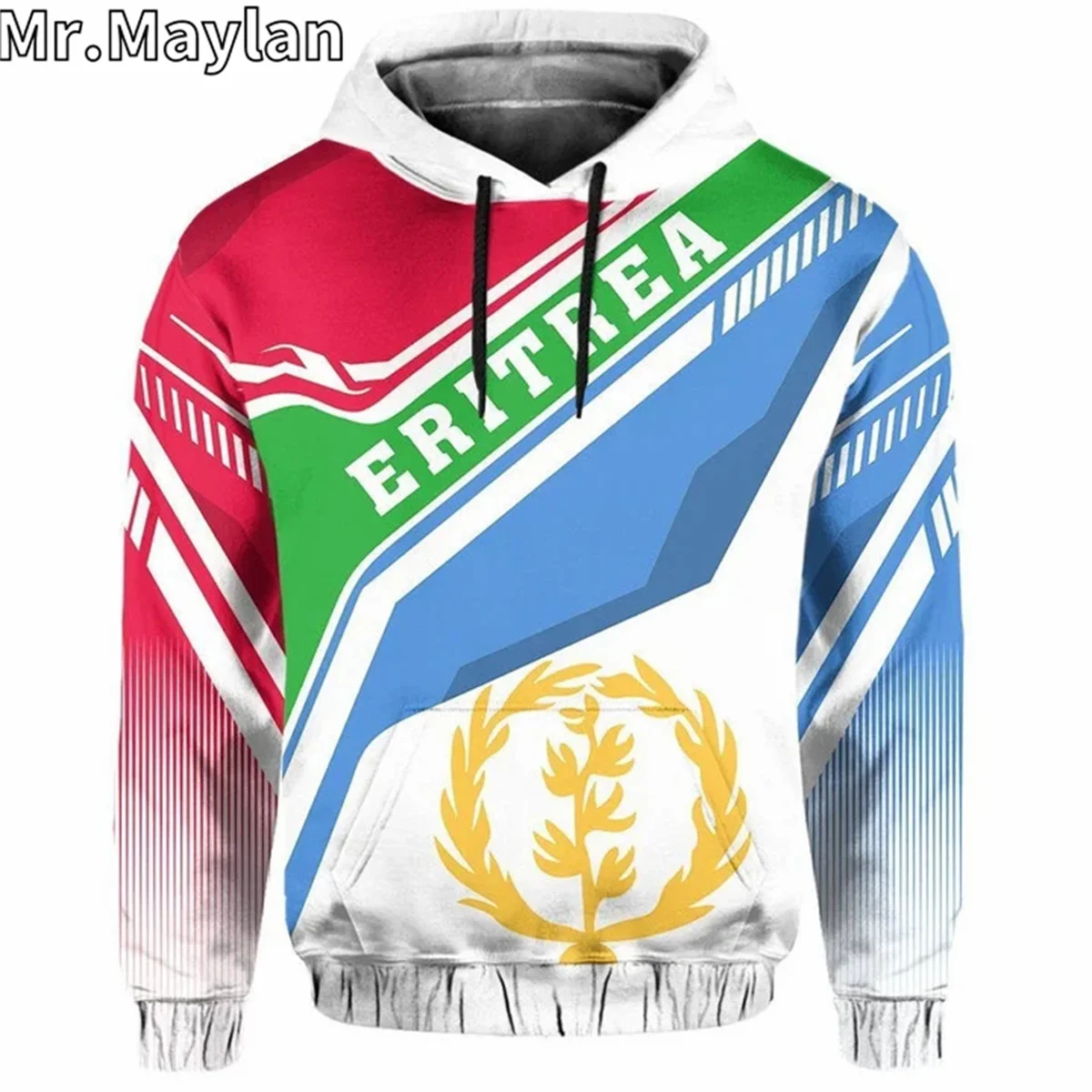 Africa Country ERITREA Flag And Olive Branches 3D Print Unisex Hoodie Men Streetwear Zip Pullover Casual Jacket Tracksuits K-027