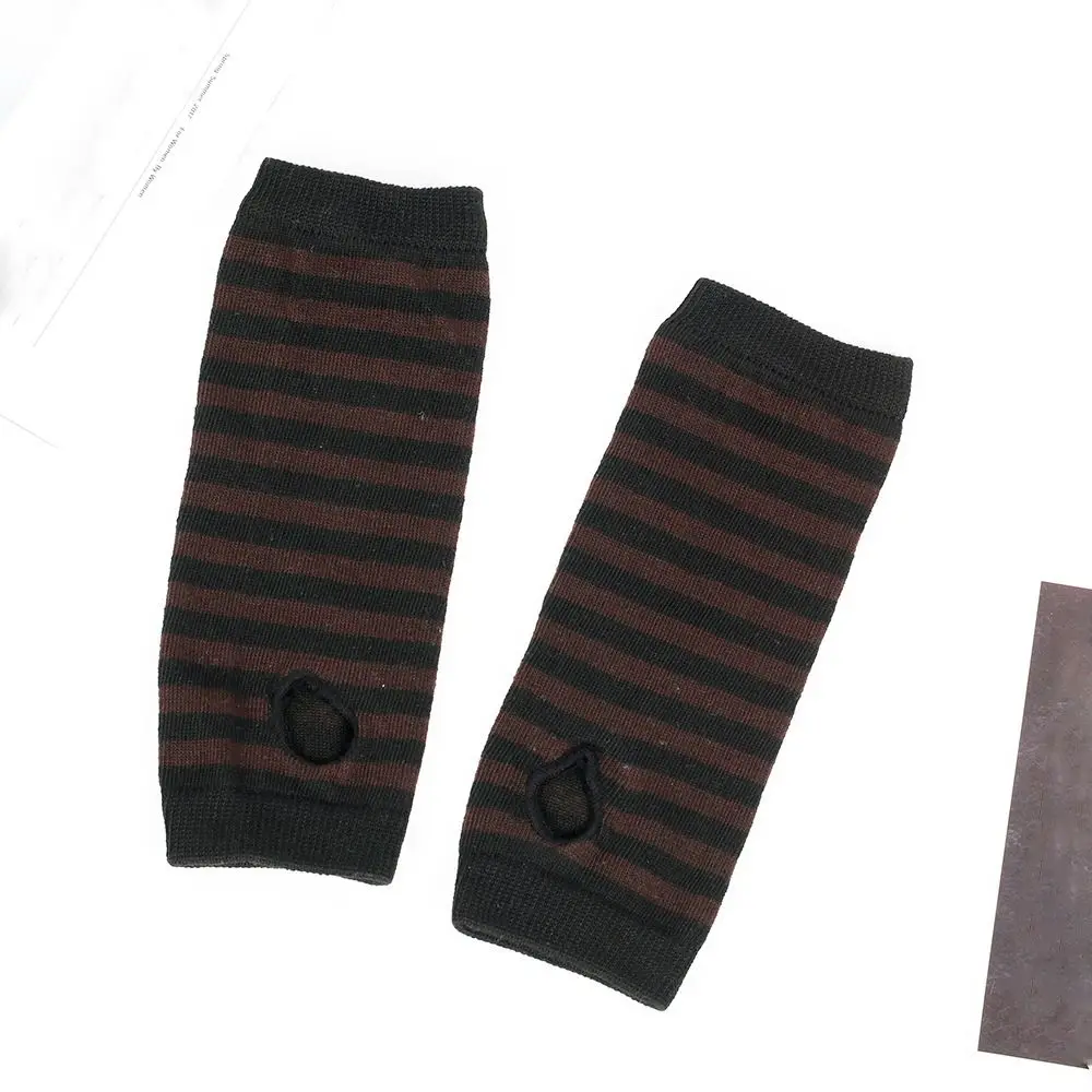 Comfortable Punk Stripe Hip Hop Long Sleeve Arm Hand Gloves Women Arm Warmers Cosplay Hand Gloves Fashion Arm Warmers