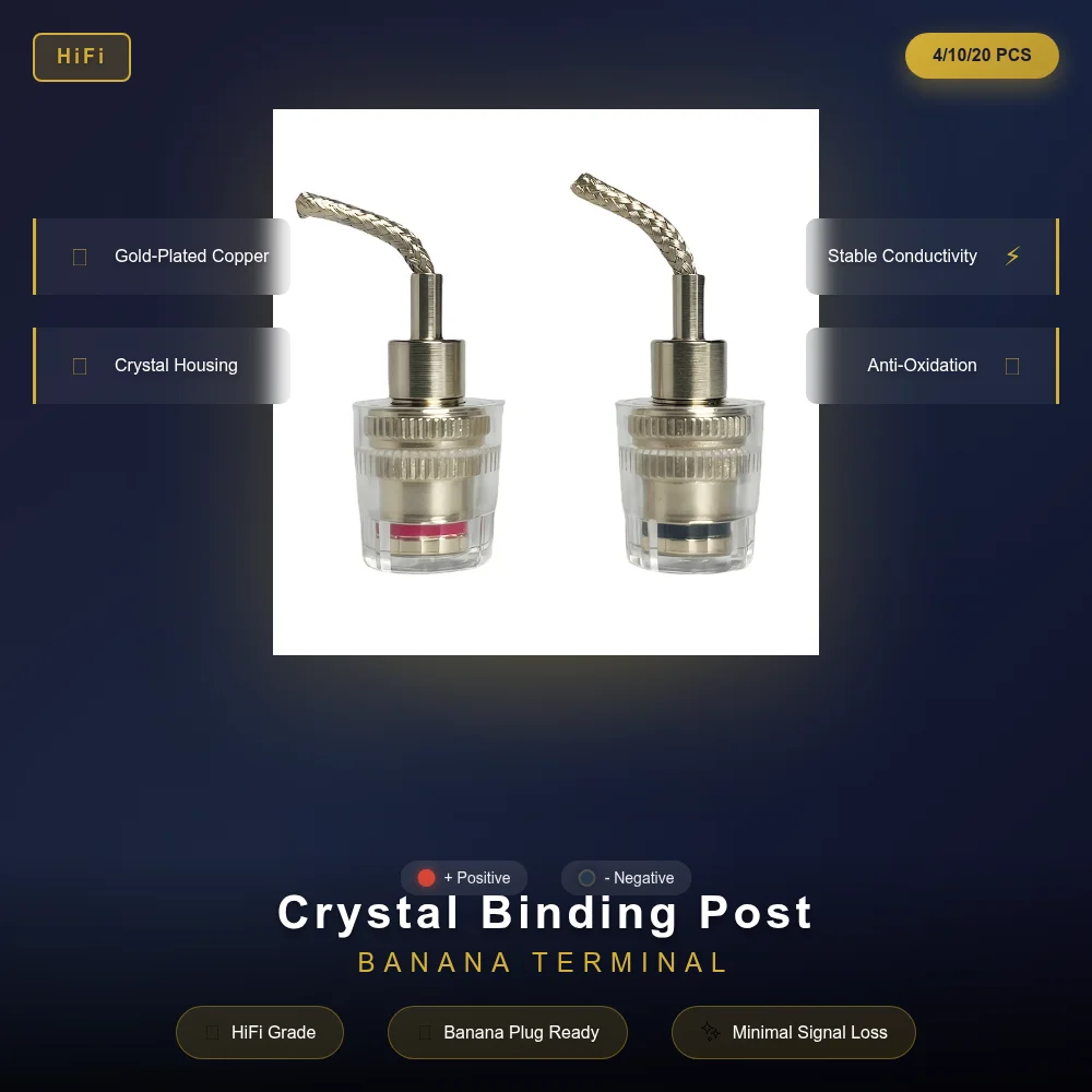 

4/10/20Pcs Crystal Clear Speaker Binding Posts, Gold-Plated Copper Banana Socket Terminals for HiFi Amplifier & Speaker