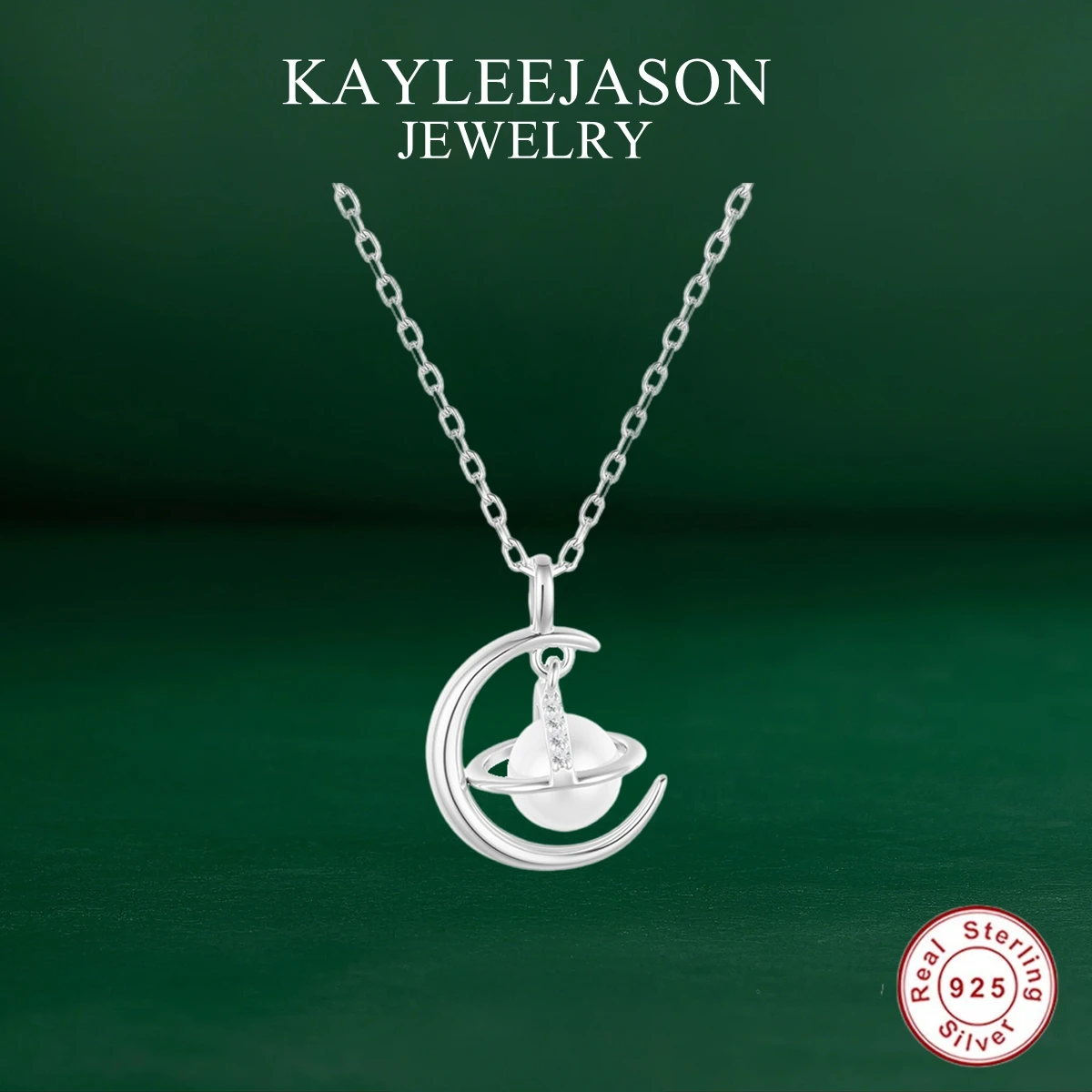 Pearl Necklace for Women Cosmic Planet Pendant Necklaces 925 Sterling Silver Jewelry Girl Birthday Gifts Star Moon Series