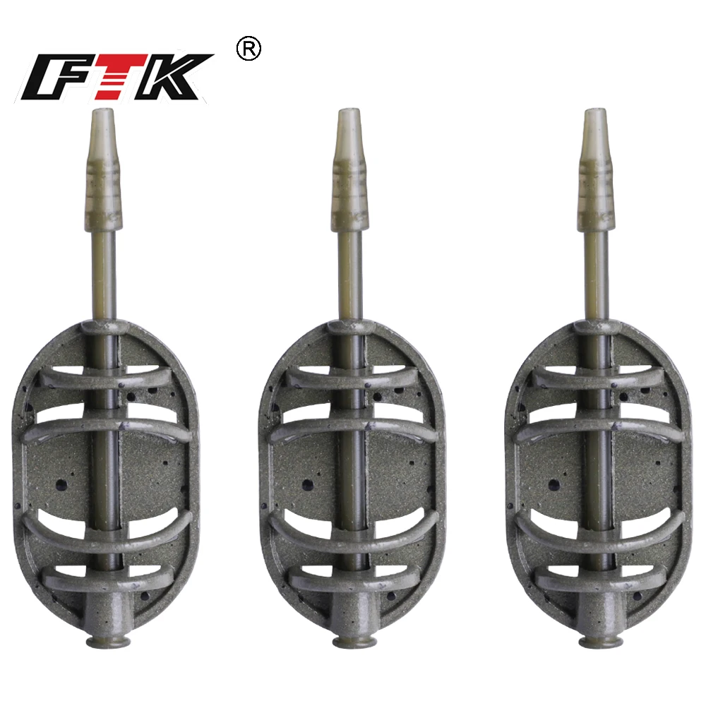 

FTK Carp Fishing Feeders 30g/40g/50g Zinc Alloy Quick-Change Design, Lightweight Non-Electrified Bait with Weight Markings