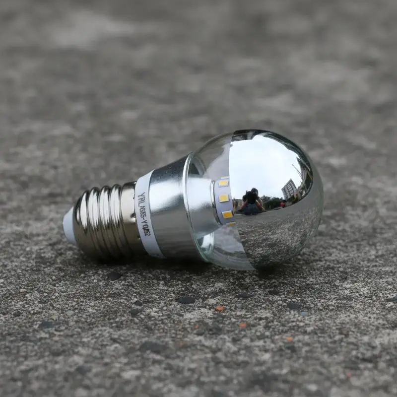 LED Mirror Bulb Half Silver Filament Led 5W E27/E14 Base 360 Degree Angle Warm White Neutral Light Ball Lamp Decoration