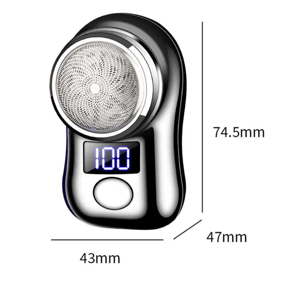 Portable Electric Shaver LED Battery Display USB Rechargeable Waterproof Mini Rotary Razor Hair Beard Trimmer Remover Tool