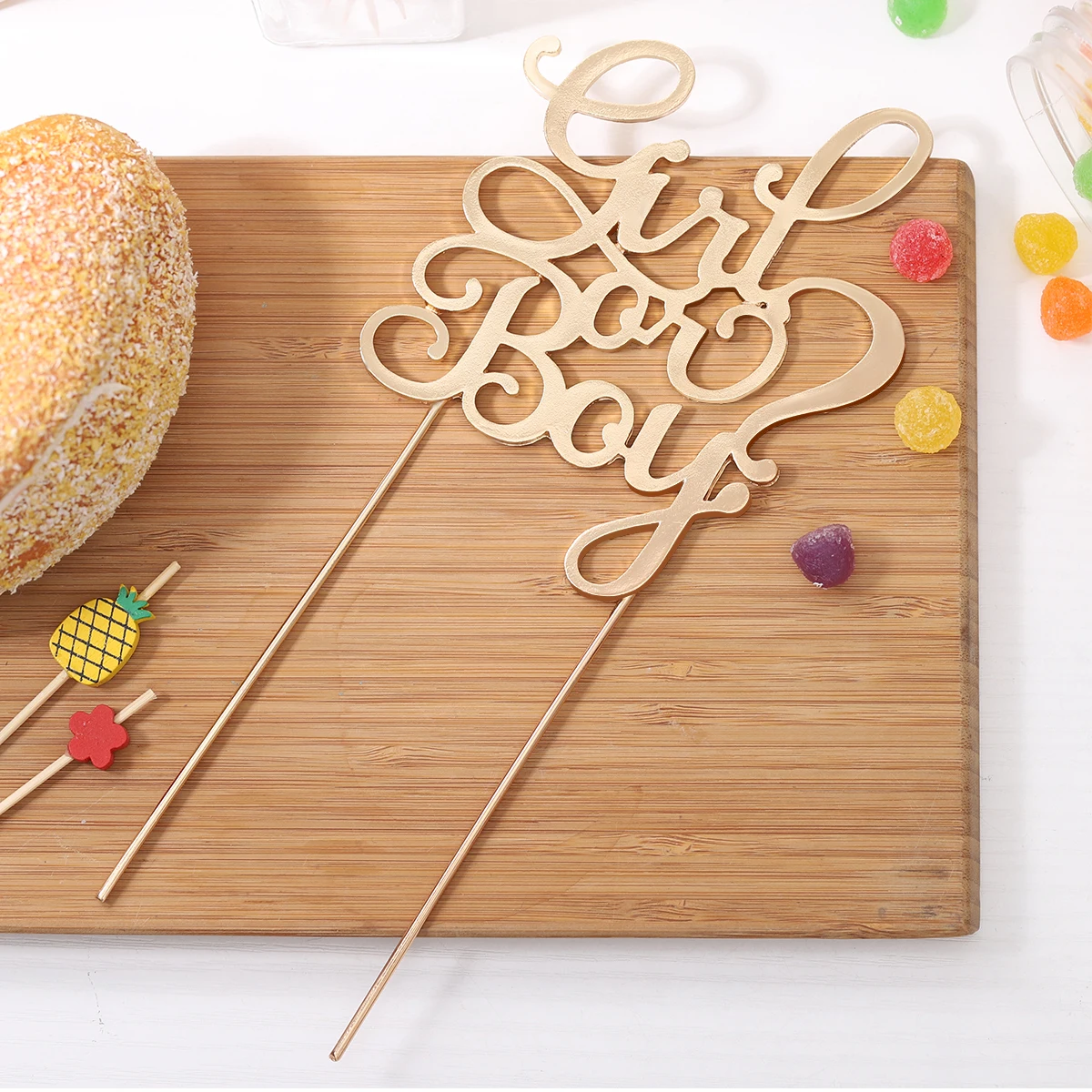 

Insert for Birthday Party Baby Decoration Gender Reveal Topper Alloy Cake Decorations Reusable Elegant Sparkle