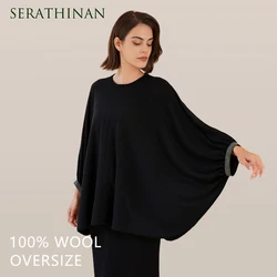 BC-328 Oversize Clothes 3/80Nm 100% Merino Wool Batwing Sleeve Sweater Womens Loose Plus Size Knitwear Knitted Jumper Sweater