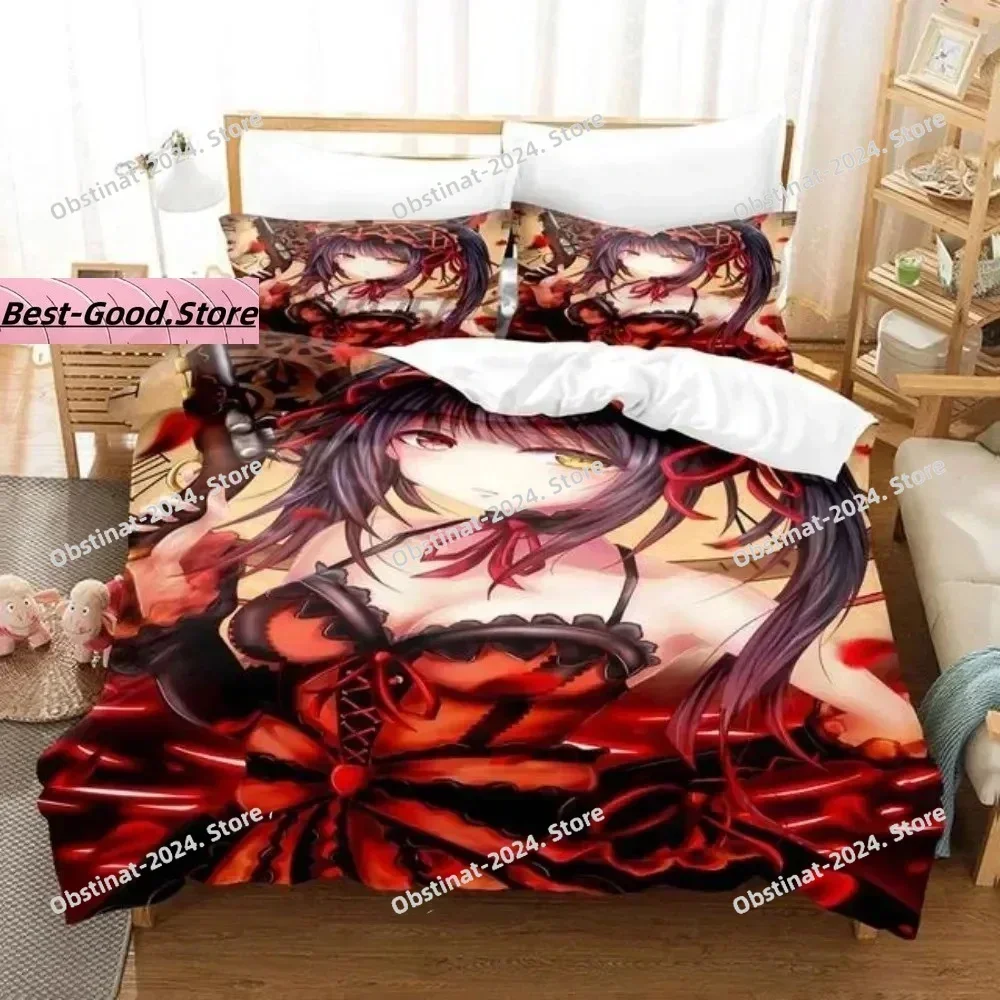Anime Date A Live Kurumi Tokisaki Printed Bed Set Duvet Cover Pillowcase Bedding Set Bed Linen Sheet Quilt Full Queen King Size