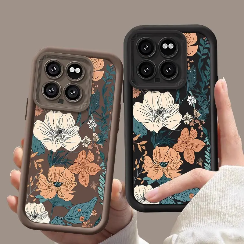 14 RetroFlower Phone Case For Xiaomi 14Pro 13 Pro Lite 13T 12 12Pro 12T 11 X 11Lite 11Pro 10 Camera Lens Protection Cover