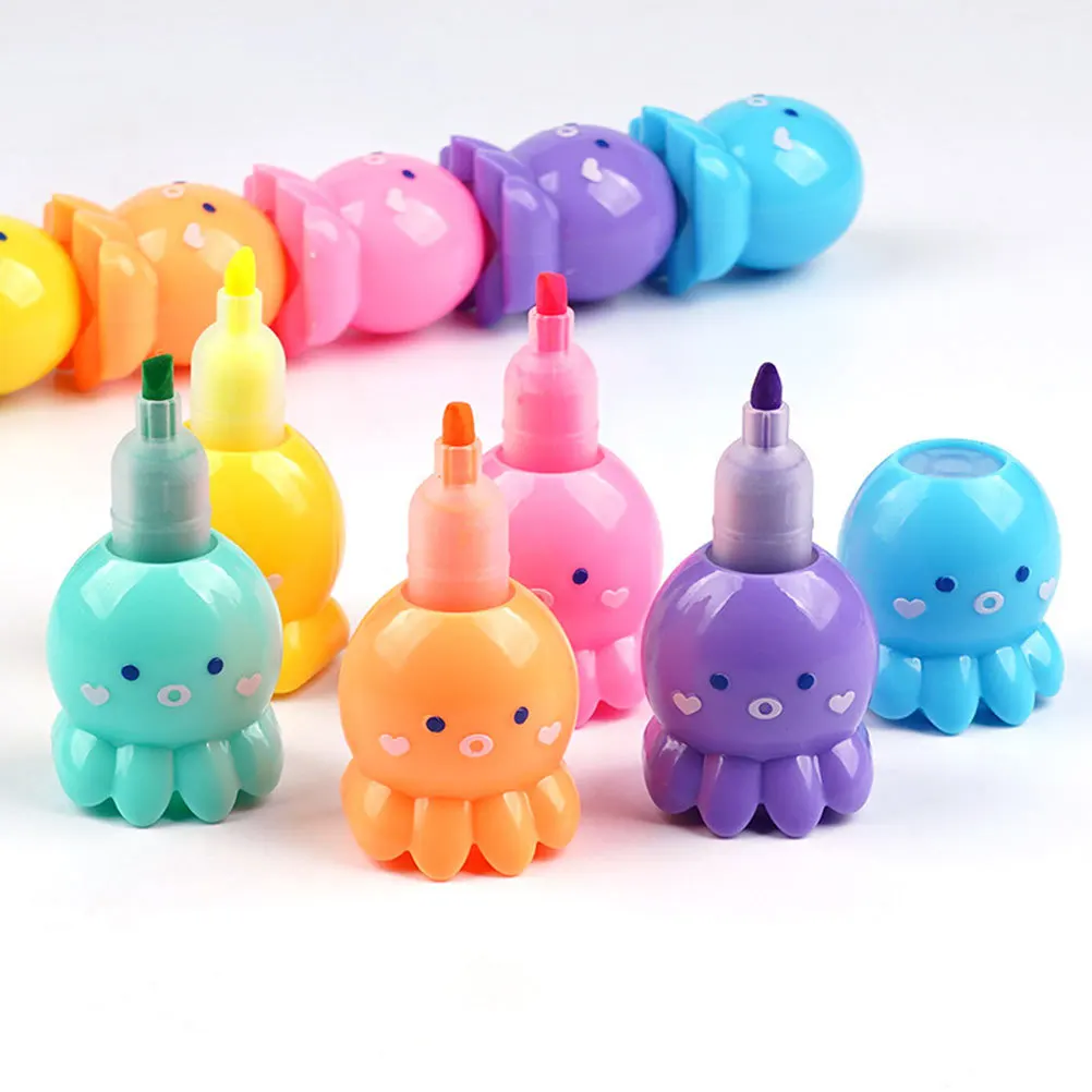 3 set Cartoon Highlighters 3 Sets Mini Highlighter Pens Assorted Colors Water-Based Ink Long Lasting Vibrant For Journaling