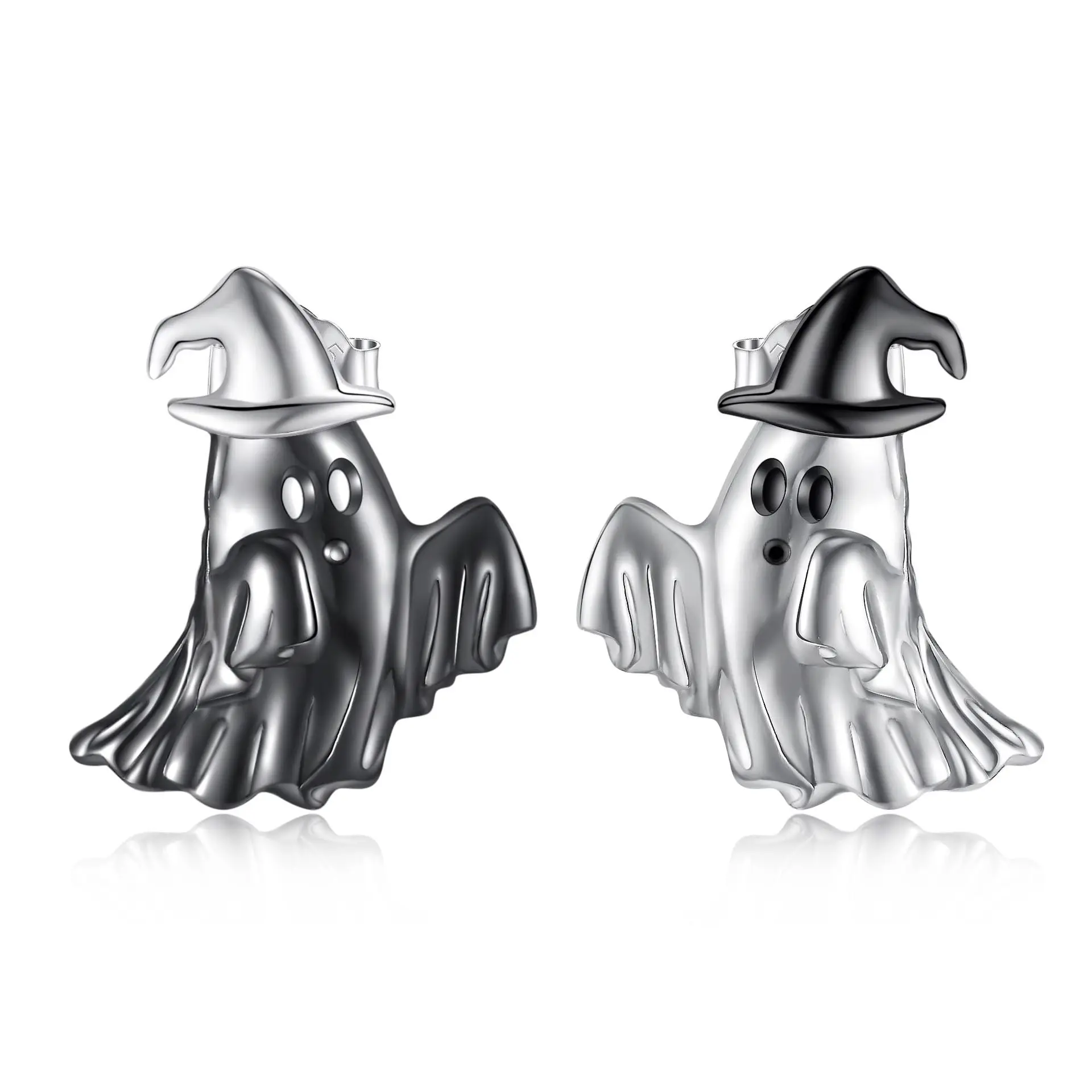 Europe and America Silver Color Wizard Hat Skull Earrings UNISEX Halloween Punk Happy Hip Hop Party Jewelry Earrings