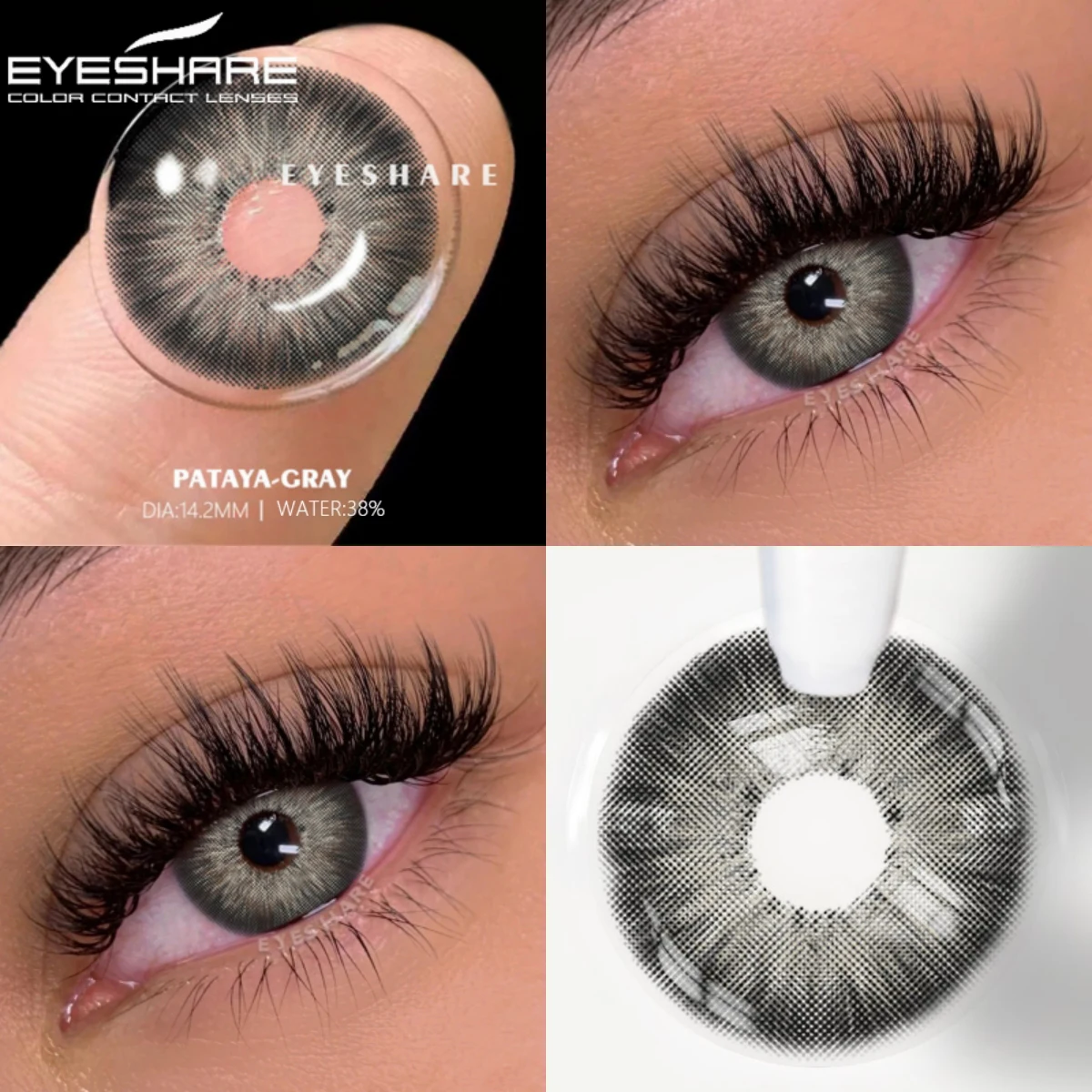 EYESHARE 1Pair Myopia Lenses Colored Contacts Lenses with Prescription  Fashion Gray Contact Lenses Brown Eyes Lens With Degree
