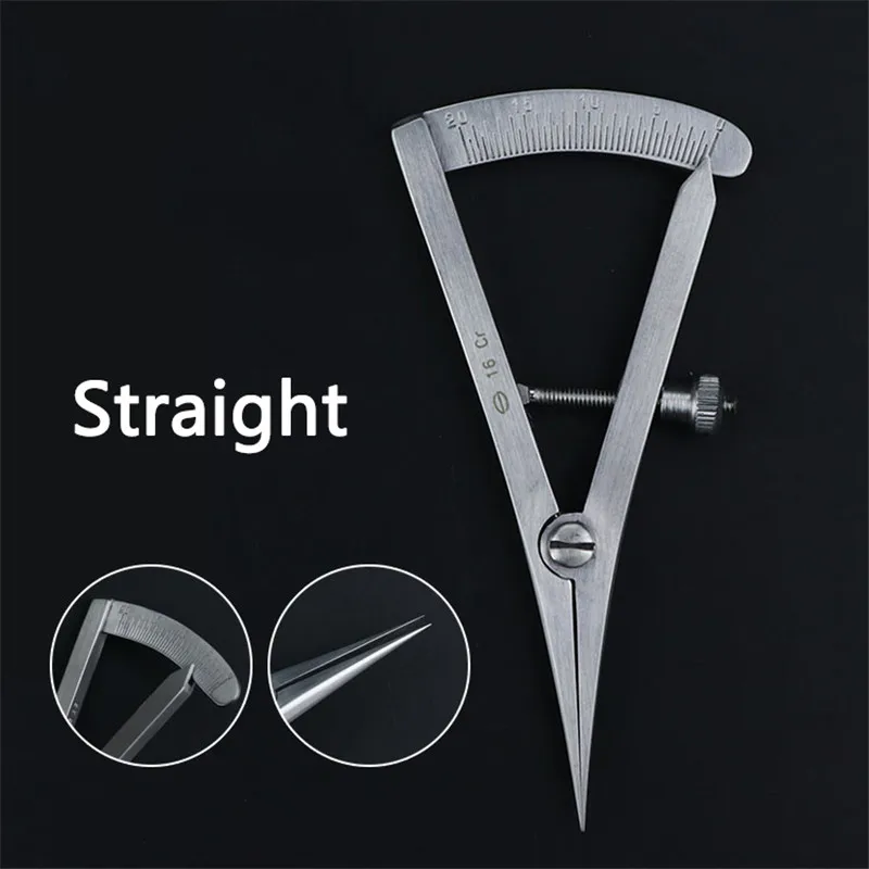 Stainless Dental Implant Measure Gauge Ruler Curved/straight Head Scale Measuring Guide Dental Lab Instruments