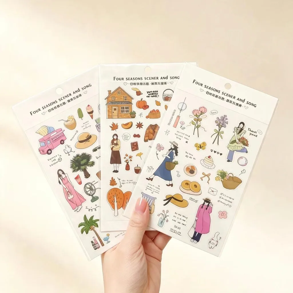 1 Sheet Four Seasons Aesthetic Figure Stickers, Vintage Seasonal Floral & Scenery Decals for DIY Decor Anime Worlds Store