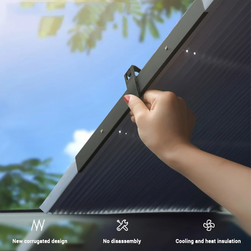 Car Front/Rear Window Sunshades Retractable Windshield Curtains for Sun Visor Car Sun Shades Summer UV Blocking Sun Protective