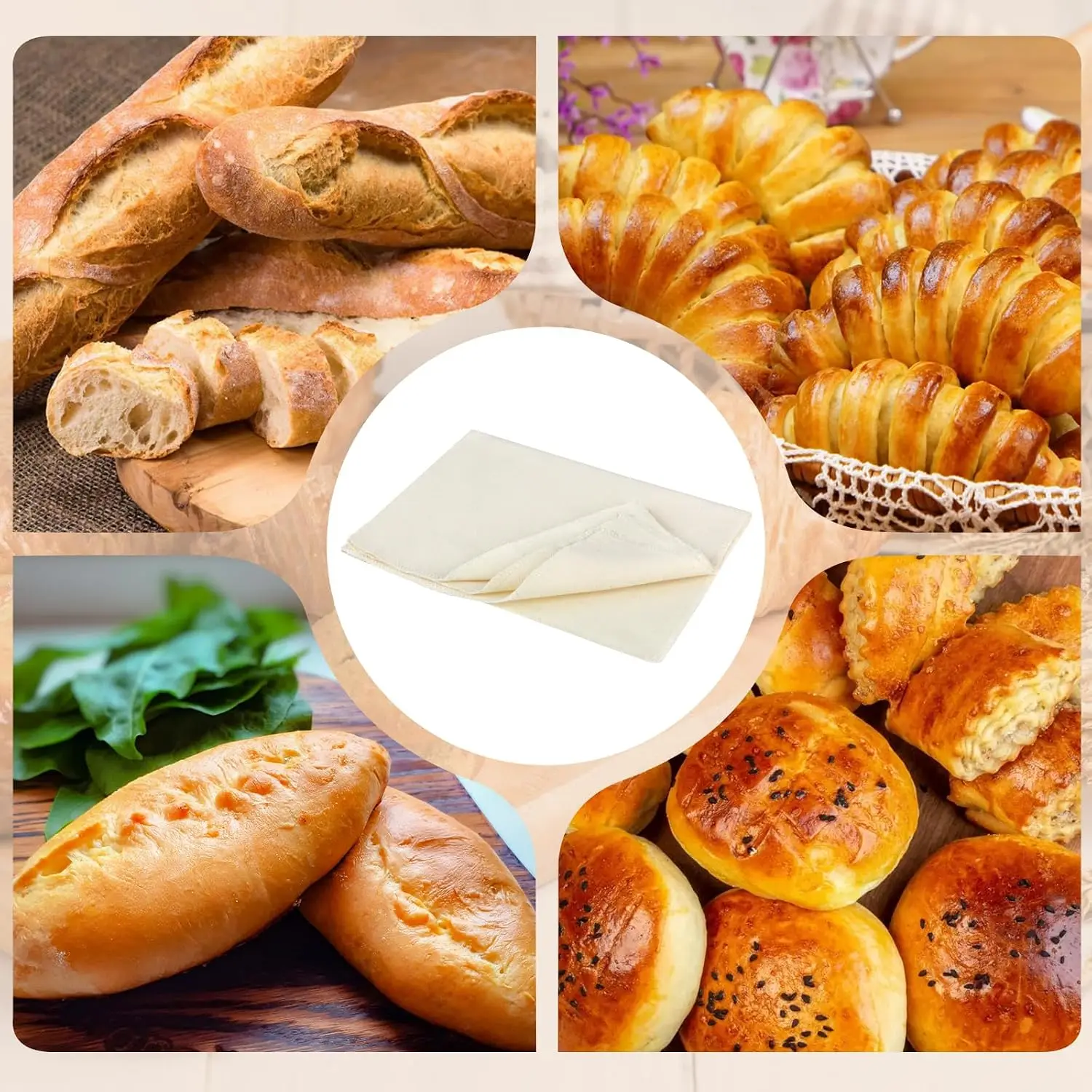 thick reusable bread proofing cloth 14x18.8 inch for baking baguettes pastry loaves 4 pcs