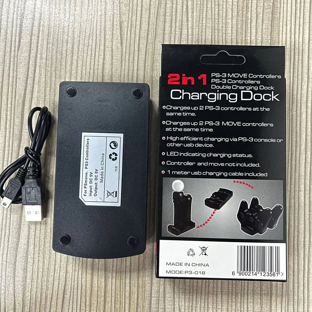 Black PS3 And PS Move Controllers Wireless Charger Stand 3. Input 5V Color Black Battery Charger